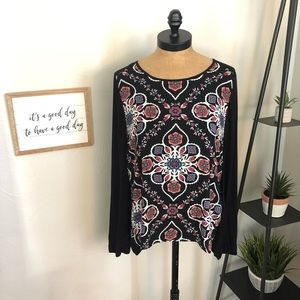 Old Navy Paisley/Demask Print Long Sleeve Blouse
